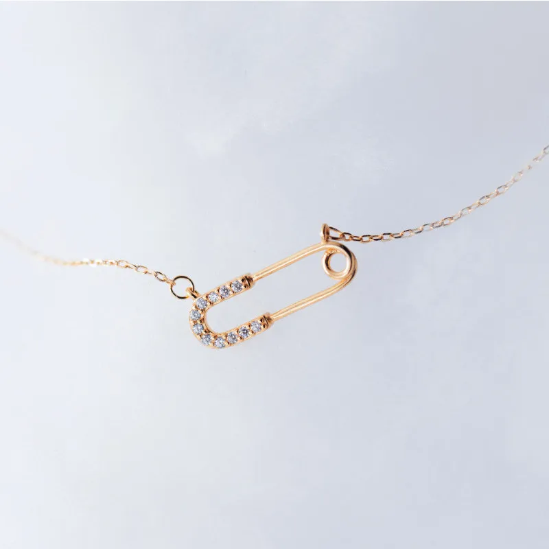 INZATT Настоящее серебро 925 проба минималистичный Циркон Paperclip кулон ожерелье для модных женщин вечерние модные ювелирные изделия