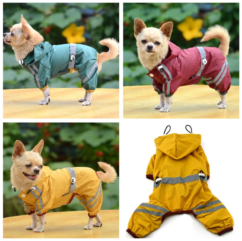 Водонепроницаемый дождевик для собак чихуахуа, одежда для собак, светоотражающая куртка для маленьких и средних собак, одежда для домашних животных, дождевик, комбинезон 12c2S2