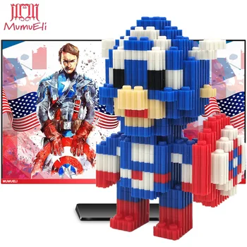 

MUMUELI Marvel The Avengers Captain America 1000-1500 Pieces Anime Figure 3D Model Kit Blocks Jigsaw Kids Building Toys KL-MGD