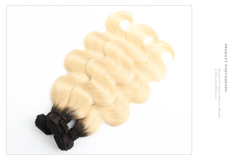 Brazilian Human Hair 2 Tone Dark Root Ombre Blonde Hair