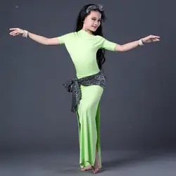 Дети ребенок девочка малыш живот Танцы Oriental качели волосы живота индийского Танцы танцы костюм халат Бюстгальтер Пояс юбка комплект с