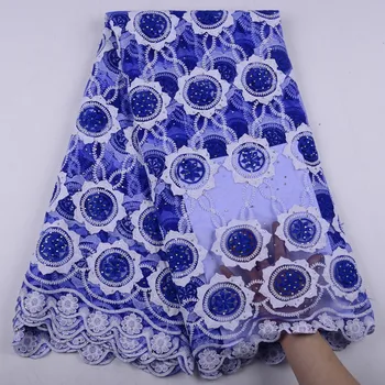 

Blue Nigerian French Lace Fabrics 2019 African Tulle Lace Fabric High Quality African Lace Wedding Fabric For Dress Y1515