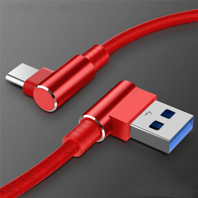 

90 degree USB Cable for Samsung A6 S8 2A L elbow USB-C Cable Fast Charging Cord for Switch For Iphone X XS Max 7 8 6 6s Plus