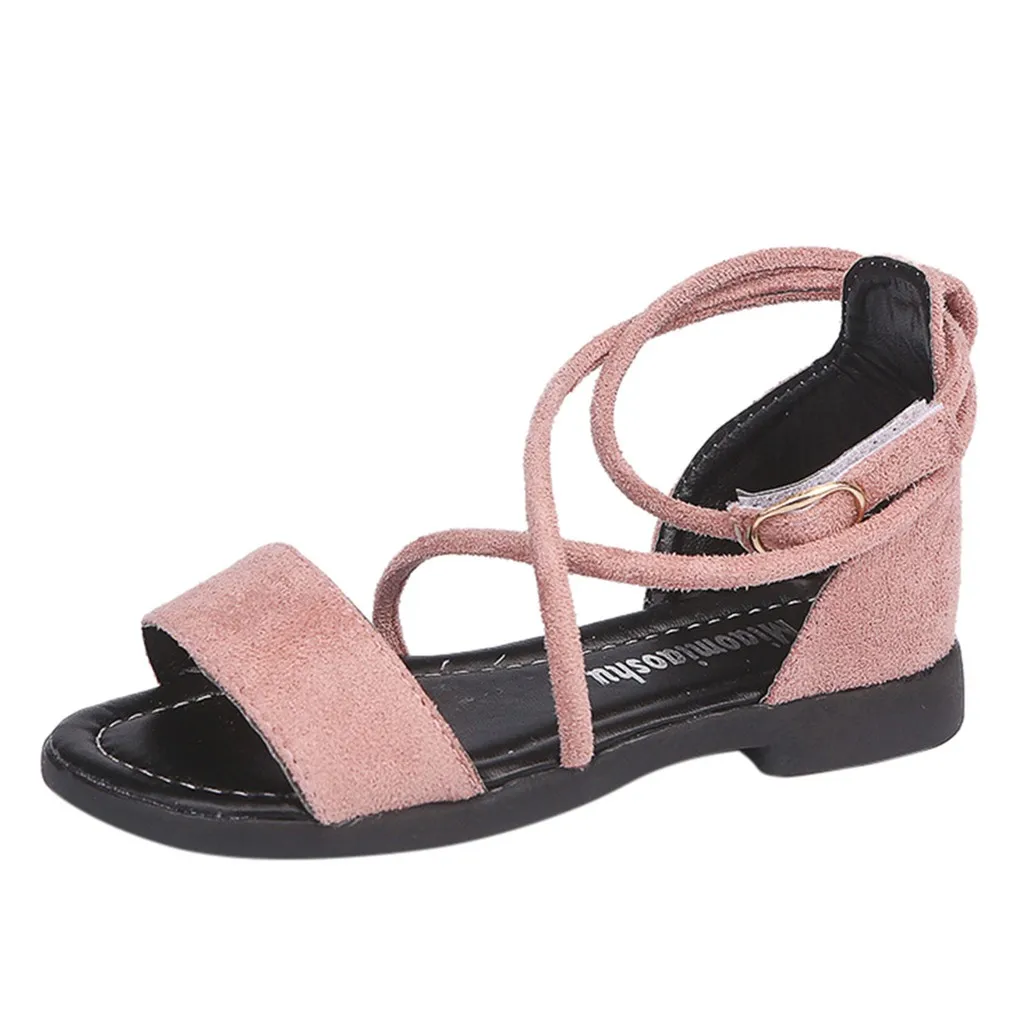 LONSANT/сандалии для маленьких девочек; детские летние модные сандалии принцессы с перекрестными ремешками для маленьких девочек; детская обувь для девочек - Цвет: Розовый