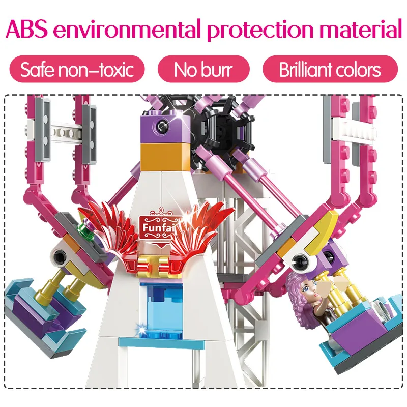 659 PCS Amusement Park Ferris Wheel Rotating Flying Chair Model Building Blocks Legoing Friends Girls Princess Bricks Kids Toys 659 PCS Amusement Park Ferris Wheel Rotating Flying Chair Model Building Blocks Legoing Friends Girls Princess Bricks Kids Toys