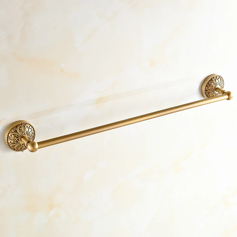 

European Carved Base Towel Shelf Towel Bar Bronze Antique Brushed Towel Rack Single Bar Mount Bathroom Accessories Vu-3