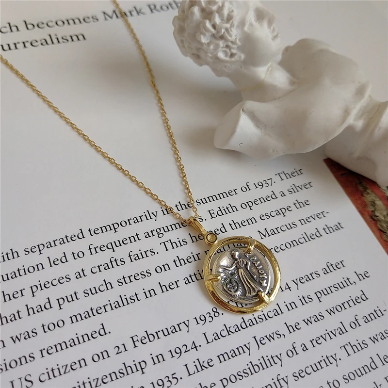 Шикарное Золотое винтажное портретное ожерелье с кулонами в виде монет 925 пробы Серебряное полое ожерелье эффектное ожерелье для женщин Подарки