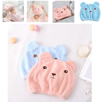 

5PCS Lovely Hair Dry Hat Bath Towel Strong Absorbing Drying Shower Caps Bath Shower Hair Cover Bath Cap Elastic Band Shower Cap