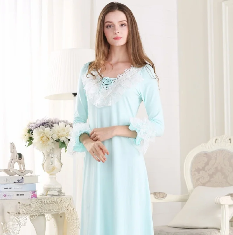 High Quality Lace Women's Nightgowns Cotton White Vintage Princess