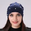 Geebro Marque de Femmes Beanie Chapeau Casual Polyester Éclat Perles & Strass Bonnets Pour Femmes Crâne Beanie Chapeaux Bonnet Pour femelle ► Photo 2/6