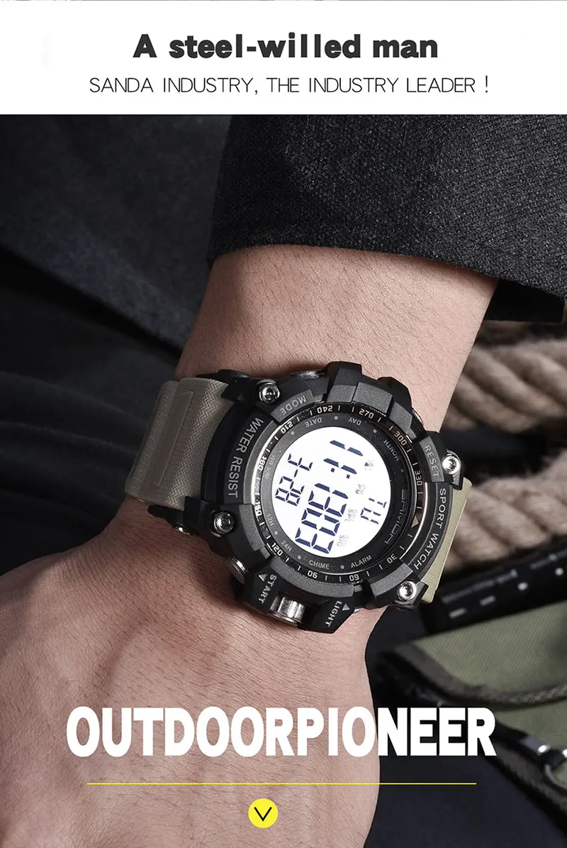 2018 Санда цифровые часы Новый Элитный бренд военные часы Мода Для мужчин спортивные часы будильник секундомер часы мужской Relogio Masculino