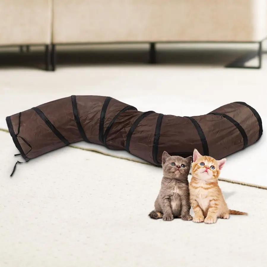 S Shaped Polyester Collapsible Folding Tube Playing Toys Pet Cat Tunnel Game Funny Exercise Toy