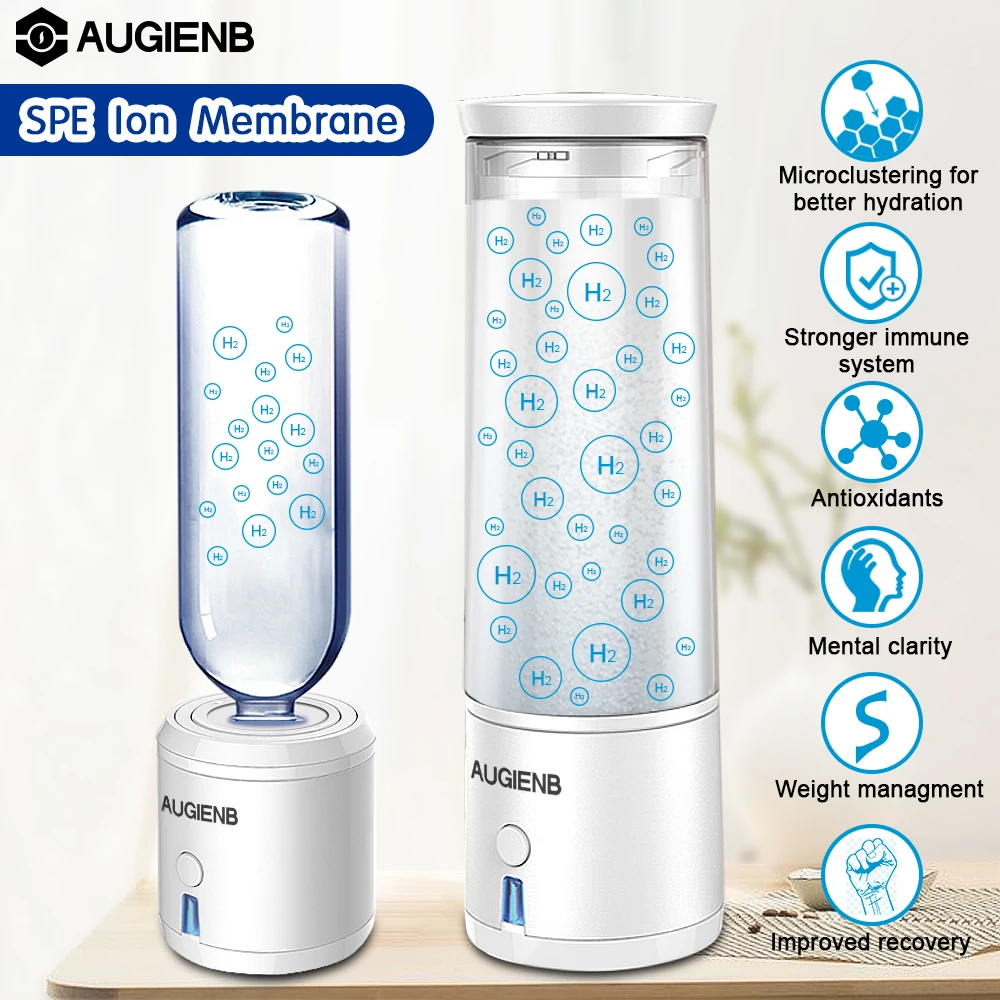 Comprar AUGIENB 300ml SPE PEM botella de agua de hidrógeno ionizador generador de energía taza libre de BPA saludable Anti envejecimiento regalo recargable
