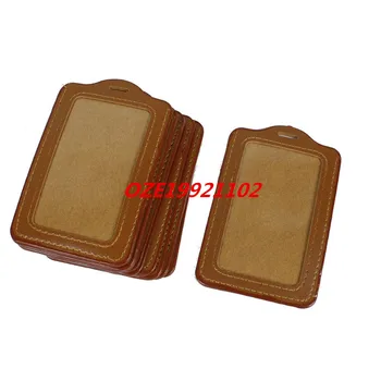 

Workers Faux Leather Vertical Design Business Card Holders Brown Clear