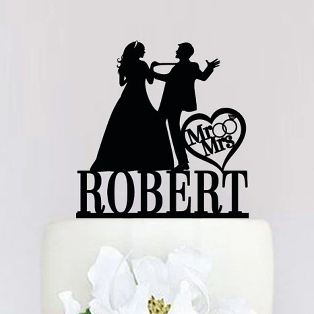 Personalized Wedding Cake Topper, Wedding Decoration, Acrylic silver glitter, Custom wedding cake topper personalized last name11