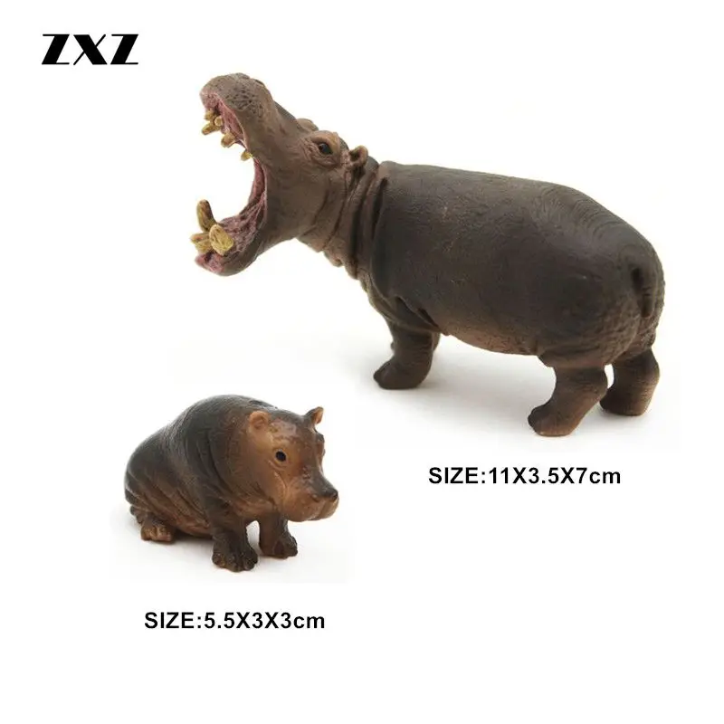 ZXZ Cute Simulation Hippo Animal Model Toy Forest Family Hippo Sets