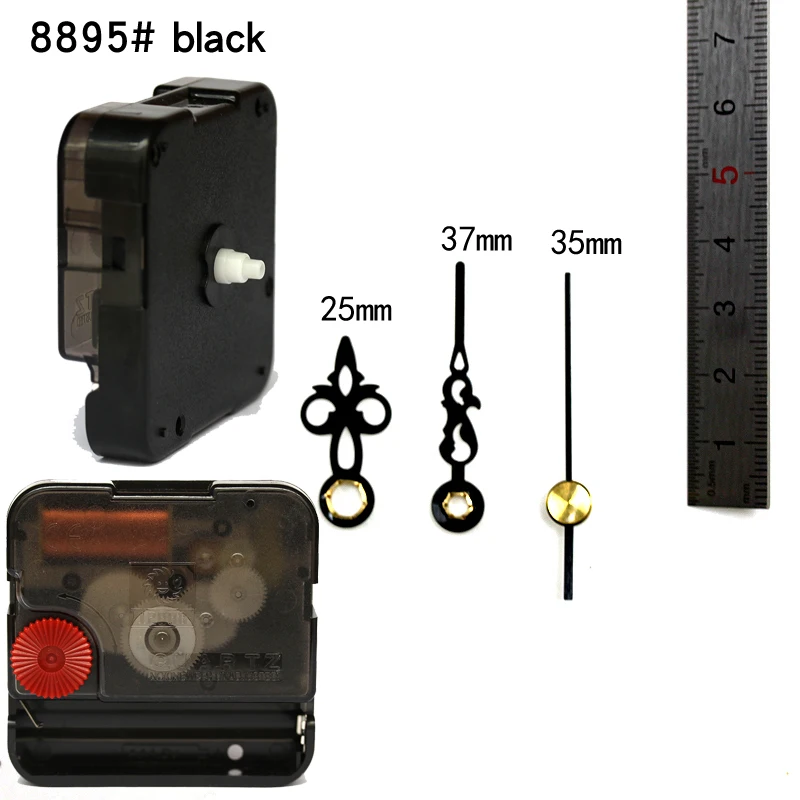 

12888SA Snap In Type wall clock mechanism with 8895# short hands Silent Plastic DIY Clock Accessory kits Sweep Quartz Movement