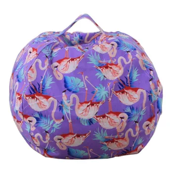 

Kids Stuffed Toy Storage Bean Bag Soft Stripe Fabric Pouch Sundries Clothing Laundry Storage Organizer