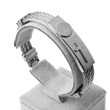 Очаровательный винтажный браслет, ювелирные изделия, крест, узор, браслет для мужчин, проволока из нержавеющей стали, браслет, серебряная цепочка, звено, модный браслет