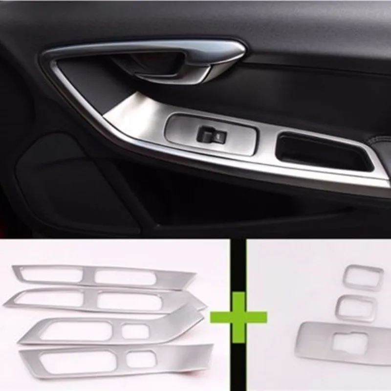 

Stainless Steel Interior Door Armrest Cover Trim 7pcs For Volvo XC60 S60 V60