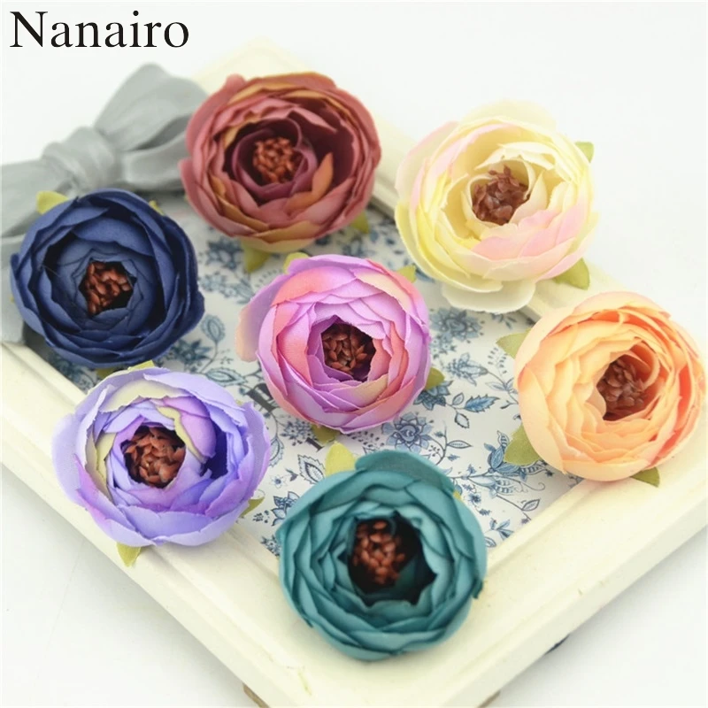 

10pcs 4cm decorative Mini Silk Rose Bud Artificial Scrapbooking Flower Head For Wedding Decoration DIY Wreath Gift Craft Flower