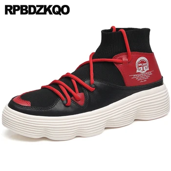 

High Top Platform Brand Creepers Hip Hop Designer Shoes Men Luxury 2018 Patchwork Skate Quality New Trainers Lace Up Sneakers