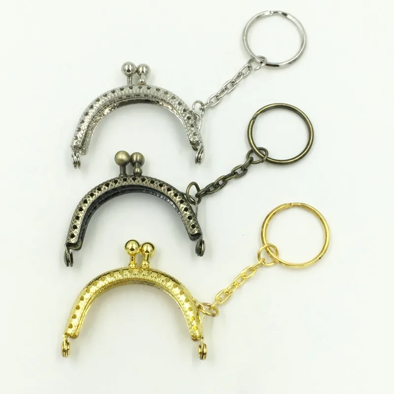 

10Pcs Fashion DIY Coins Purse Bag Arch Frame Kiss Clasps Lock Clutch Handle with Key Ring 5x4cm