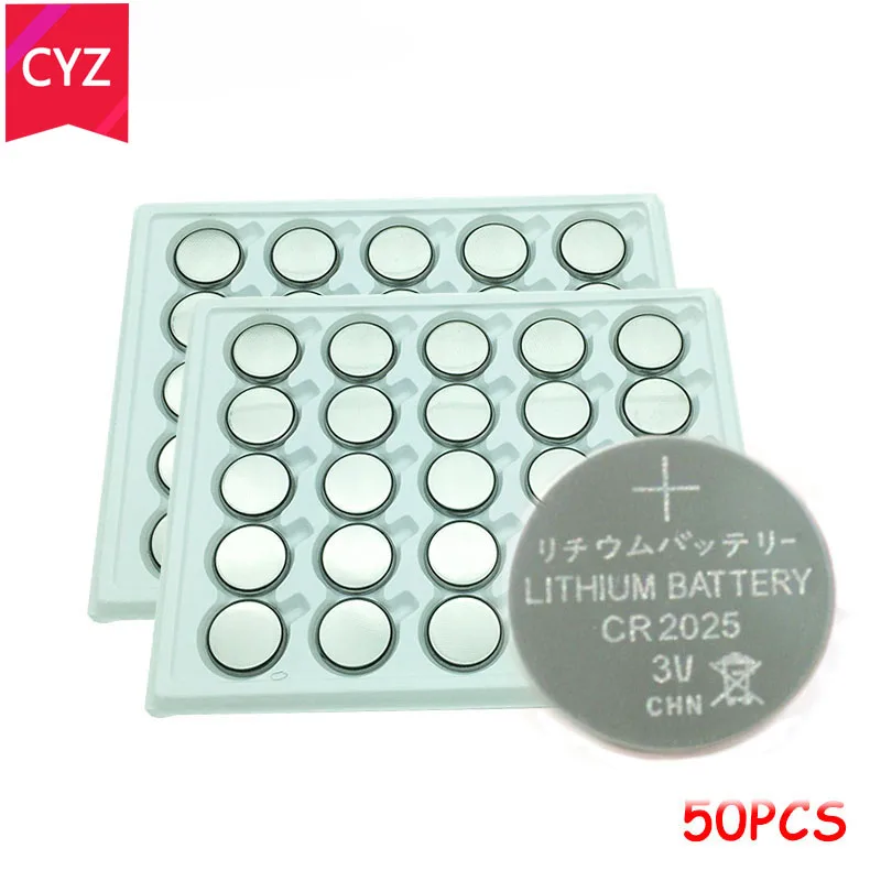 

50pcs/Lot CR2025 3V Cell Coin Button Battery lithium Li-ion ECR2025 DL2025 BR2025 KL2025 L2025 Watches,clocks toys free shipping