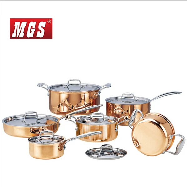 High grade Copper 6 Pieces Cooking Pots With Frying Pan Stainless Pot Hot Pot And Pans