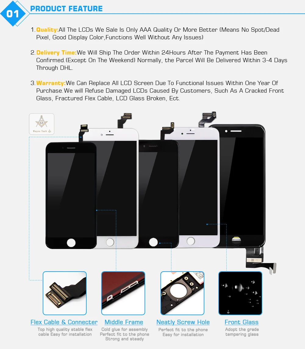 50 шт./лот AAA Качество без битых пикселей конкурентоспособная цена для iPhone 5S lcd DHL