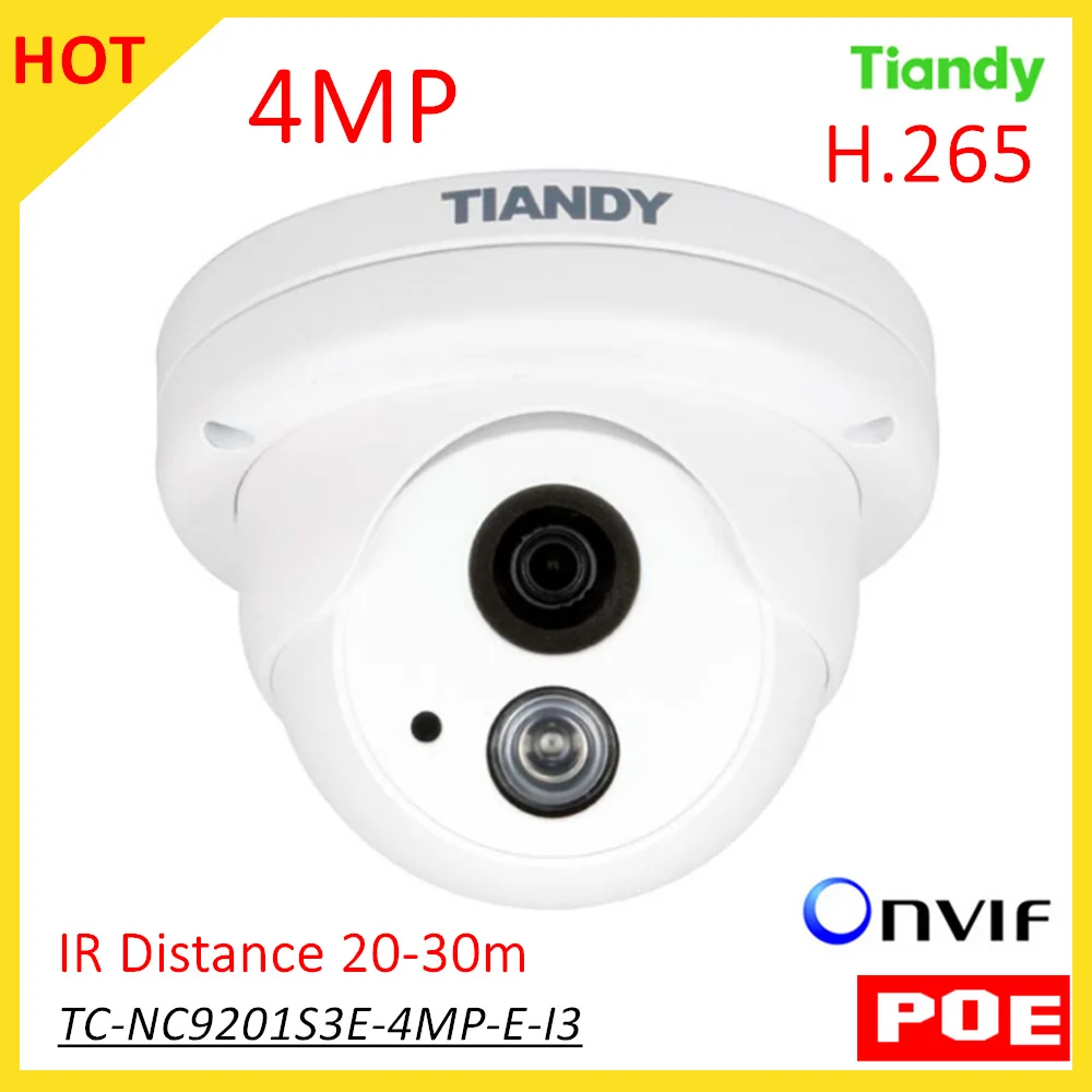 

Tiandy English Version POE IP Camera TC-NC9201S3E-4MP-E-I3 1/3 CMOS H.265 4MP 2560*1440 IR Distance 20-30m for Outdoor IP66