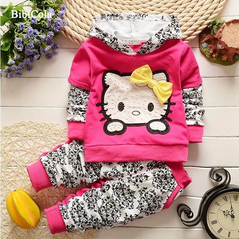 

Spring/Autumn Children hoodies clothing set baby Girls Clothes Set infant sport suit set toddler hoodies+Pants animal tracksuits