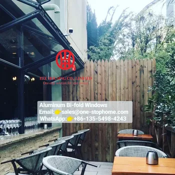 

Aluminum bifold window system smoothly maximize the opening space,milk tea shop/bubble tea store window,folding window