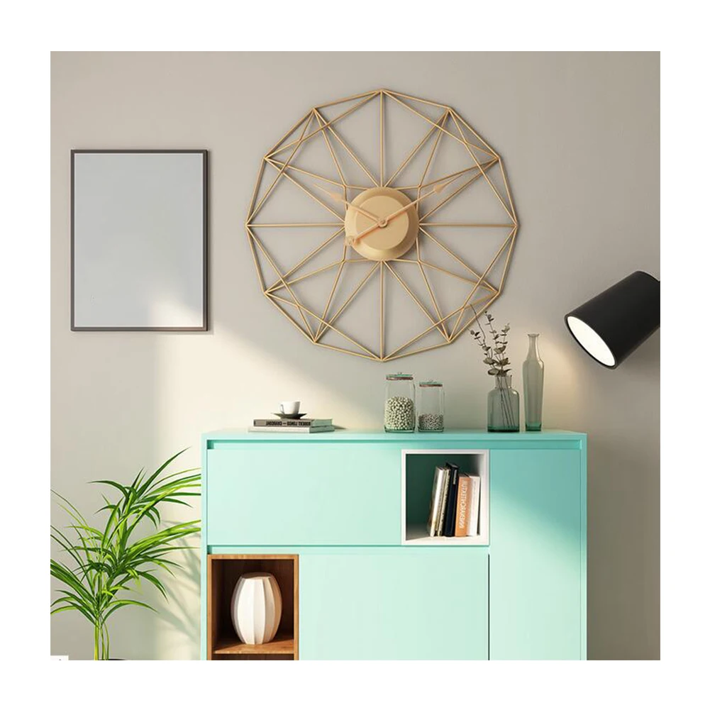 

Polygon Decorative Wall Clock Retro Vintage Metal Wall Mount Clock Non Ticking Silent Clock for Kitchen Living Room Bedroom