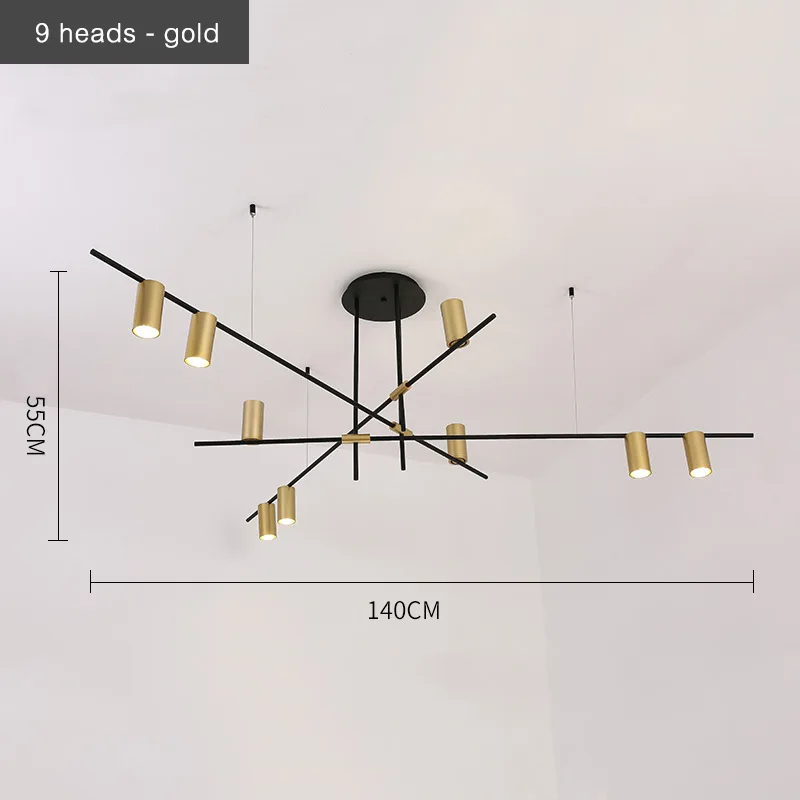 Скандинавский пост-Современный Креативный подвесной светильник простой бар гостиная столовая спальня индивидуальные подвесные светильники - Цвет корпуса: 9 heads gold