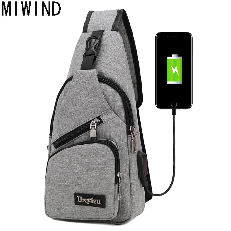 

MIWIND 2017 New Summer USB Design Chest Bag Men Messenger Bags Crossbody Sling Shoulder bag TGQ1103