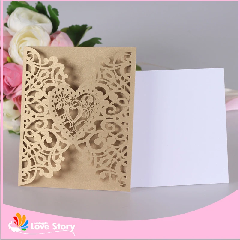  Big Heard Love 5 Sets Laser Cut Heart Shape Wedding Invitation Card Paper Invitation Wedding Deacor - 32839162431