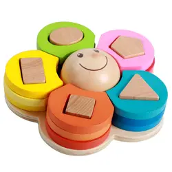 Новые Детские деревянные игрушки сортировка по форме доска головоломки цветок геометрический вложенности детский штабелер малыша