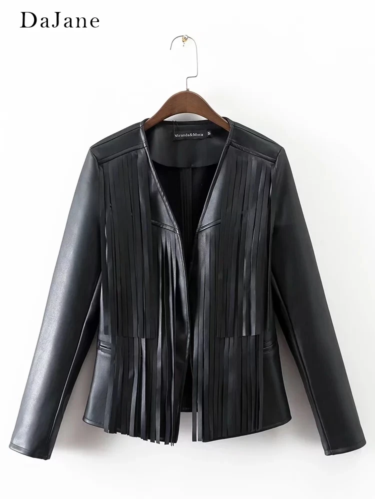 

Women's Spring New Tassel Decorative Leather Jacket Jacket Leather Jacket Women