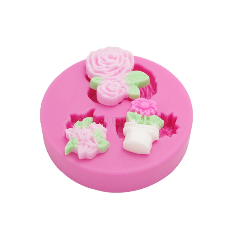 Silicone flower pot cake 3d mold cup cake decorating mould chocolate