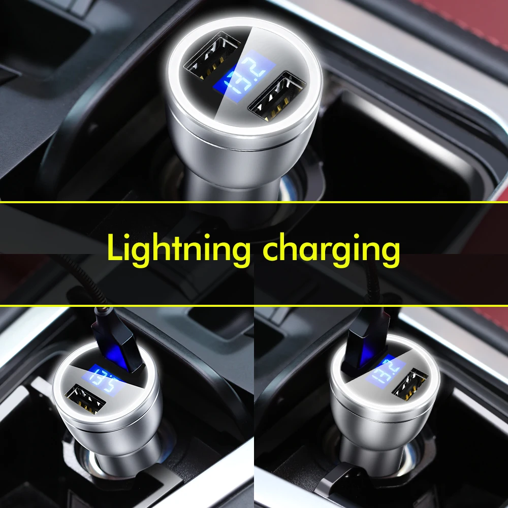 LINGCHEN 12 V 3.4A المعادن المزدوج USB شاحن سيارة شاشة ديجيتال العالمي الهاتف سيارة-شاحن هواتف xiaomi سامسونج فون X 8 زائد