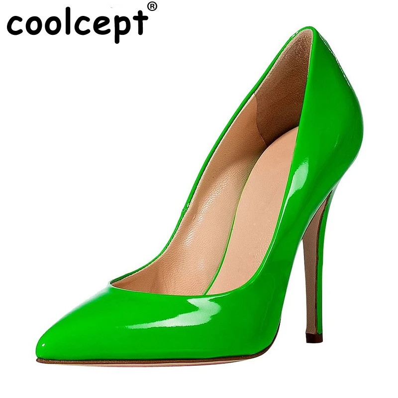 

Woman High Heels Patent Leather Shoes Women Pumps Lady Heeled Pointed Toe Candy Color Heels Dress Shoes Footwear Size 35-46 B190