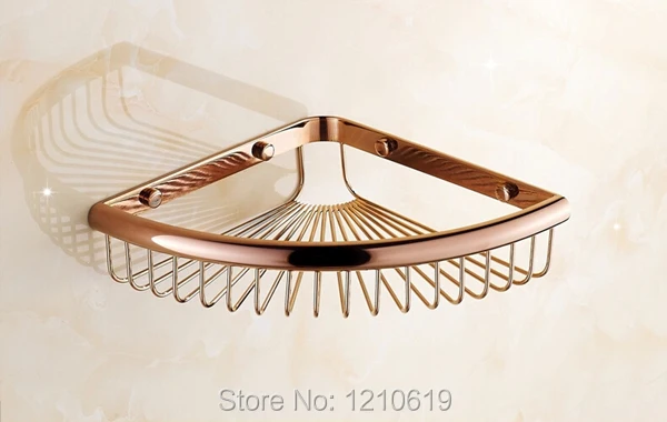 US Free Shipping Wholesale And Retail Triangle Corner Bath Shelf Wall Mounted Rose Golden Polish Cosmetic