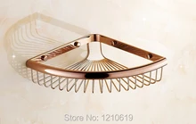 US Free Shipping Wholesale And Retail Triangle Corner Bath Shelf Wall Mounted Rose Golden Polish Cosmetic