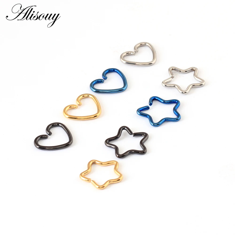 

Alisouy 1 Pair fashion star Heart love hoop earrings for women Men stainless steel ear jewelry punk hiphop rock jewelry