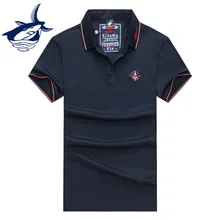 Новая модная брендовая рубашка поло Tace& Shark, мужская хлопковая однотонная полосатая рубашка с воротником, с вышивкой в виде морской акулы, повседневная мужская рубашка Поло