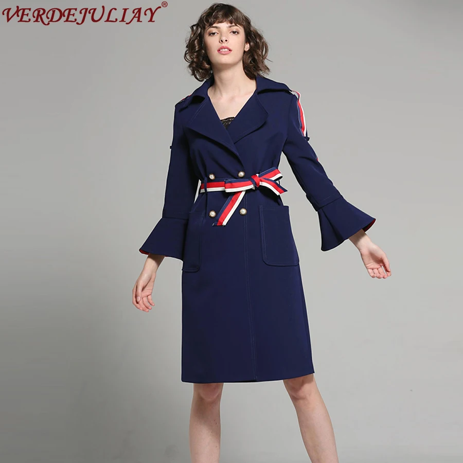 Novelty Coats 2018 Early Spring Women Europe Fashion Striped Patchwork