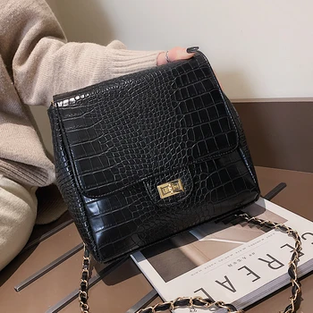 

Luxury Handbag 2019 Retro Fashion New High Quality PU Heather Women's Designer Handbag Crocodile pattern Shoulder Messenger Bag