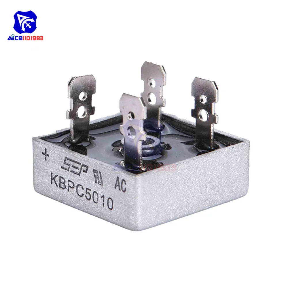 5PCS/Lot KBPC5010 Bridge Rectifier 50A 1000V AC Metal Case Single Phases Diode Bridge Rectifier