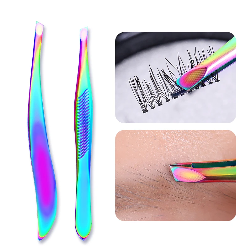 

1 Pc Colorful Nail Art Tweezers 3D Picking Stickers Rhinestones Decor Tool Stainless Steel False Eyelash Extension Makeup Tools